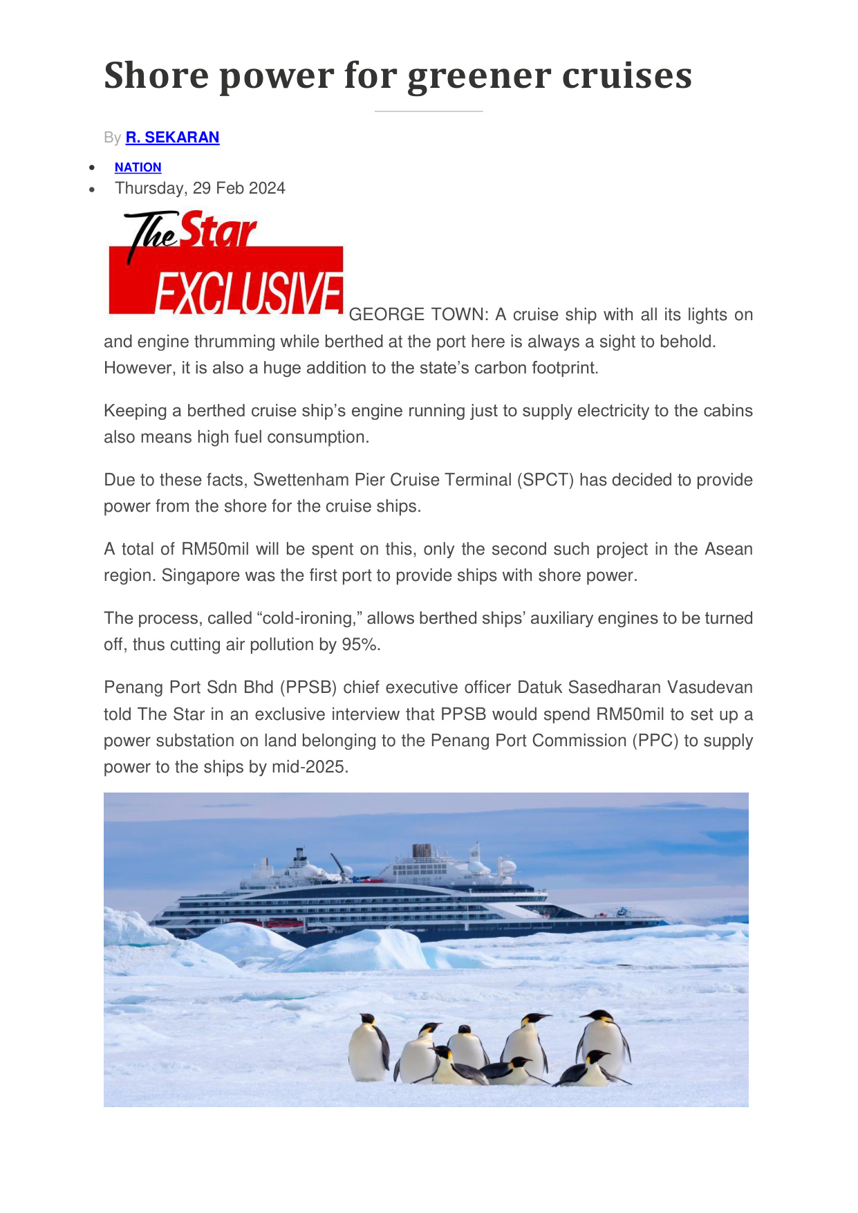 Shore Power For Greener Cruises