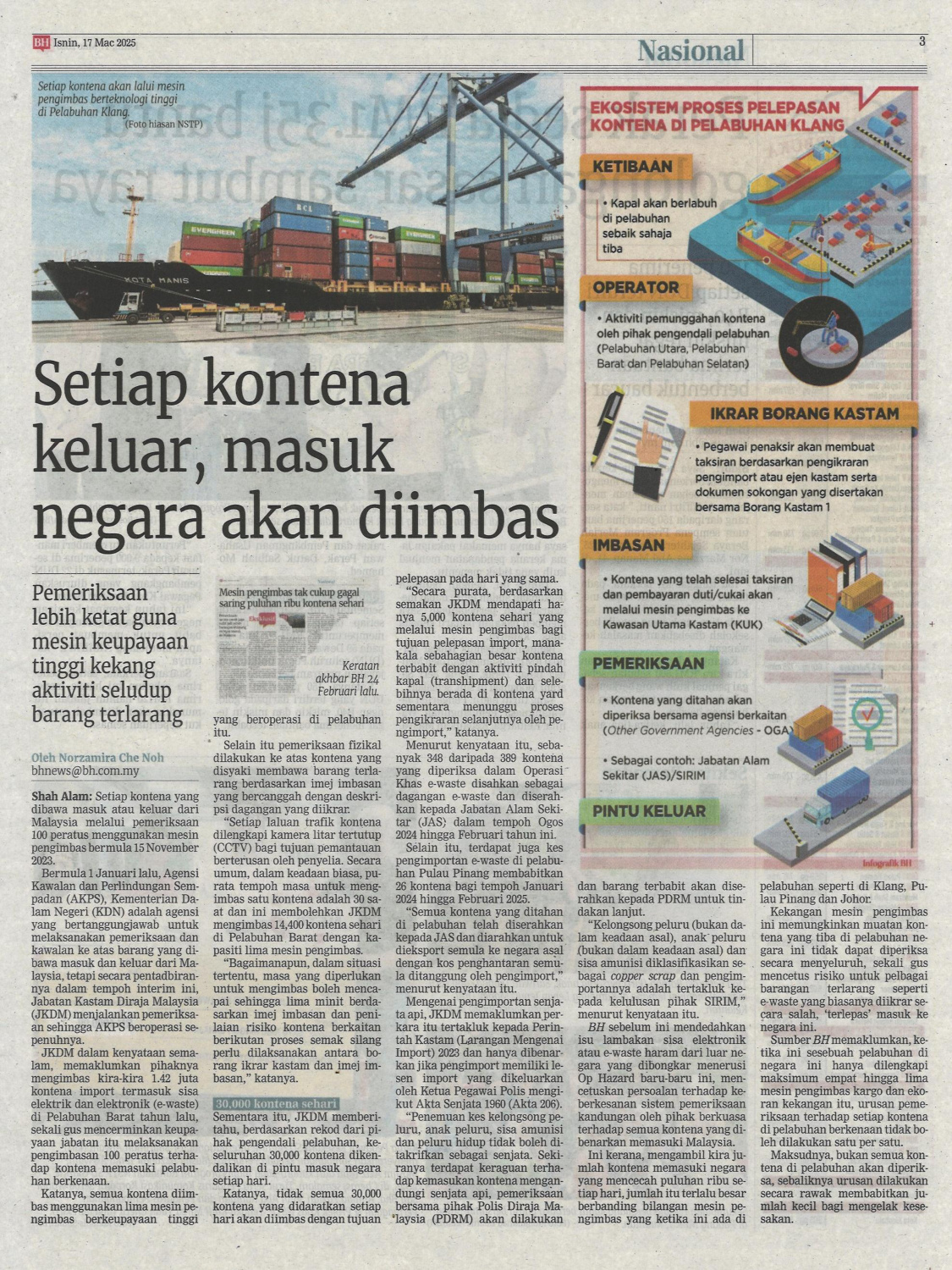 Setiap Kontena Keluar Masuk Negara Akan Diimbas