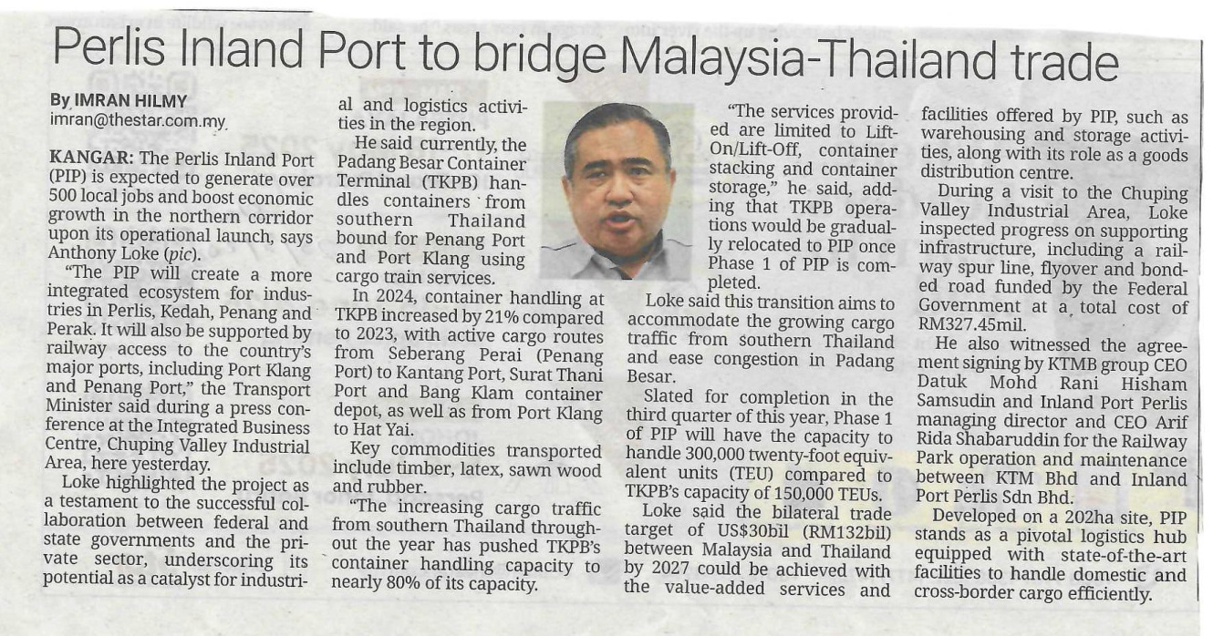 Perlis Inland Port To Bridge Malaysia Thailand Area